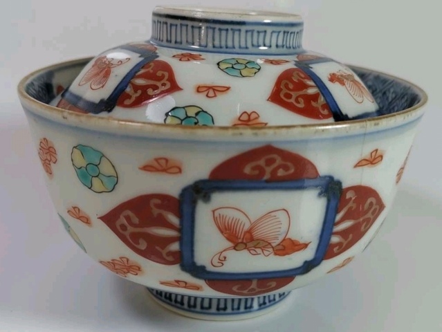 古玩陶瓷清末民初 青花五彩蓋碗真品鑒賞圖