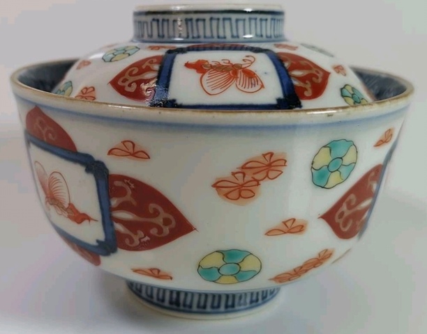 古玩陶瓷清末民初 青花五彩蓋碗真品鑒賞圖