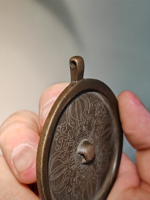 古玩銅器金剛杵紋銅鏡真品鑒賞圖