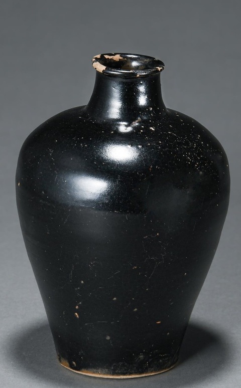 古玩陶瓷黑釉梅瓶真品鑒賞圖
