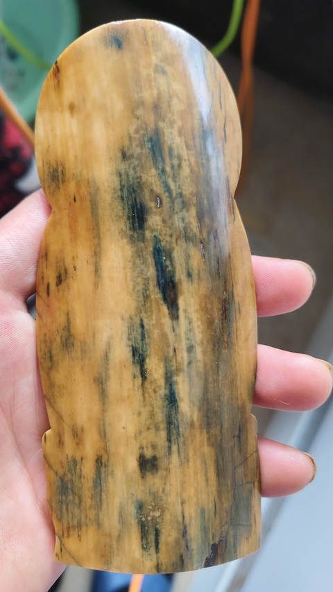 古玩雜項牙雕童子拜佛擺件真品鑒賞圖