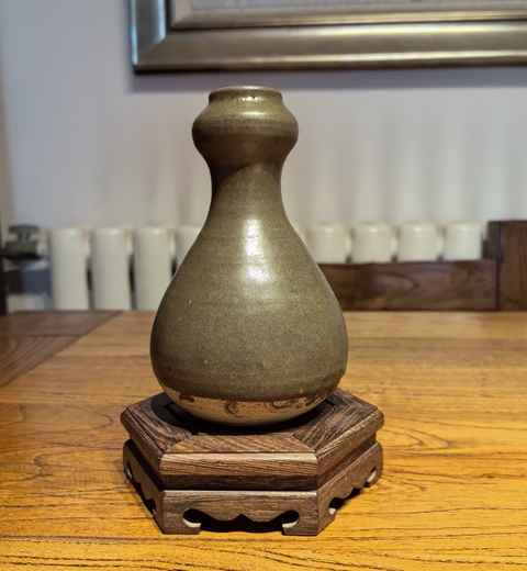古玩陶瓷元茶葉末釉蒜頭瓶拍賣,當前價格3500元