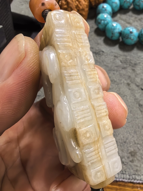 古玩玉器龍紋玉雙管真品鑒賞圖