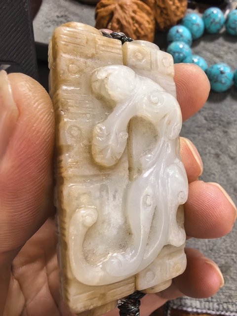 古玩玉器龍紋玉雙管真品鑒賞圖
