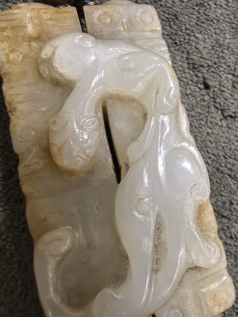 古玩玉器龍紋玉雙管真品鑒賞圖