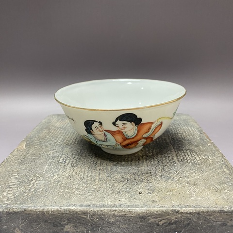 古玩陶瓷和合二仙茶圓真品鑒賞圖
