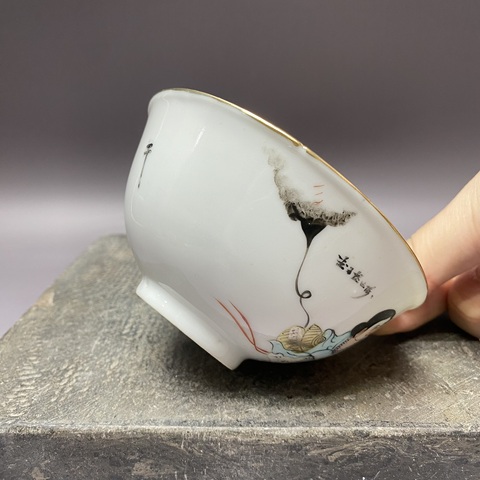古玩陶瓷和合二仙茶圓真品鑒賞圖