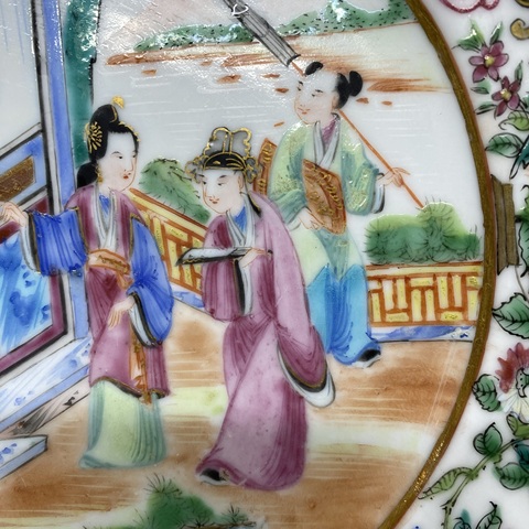 古玩陶瓷清道光·大觀園人物故事廣彩盤(pán)拍賣(mài)，當(dāng)前價(jià)格1860元