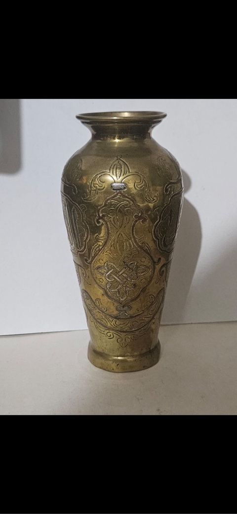古玩銅器銅措銀賞瓶真品鑒賞圖
