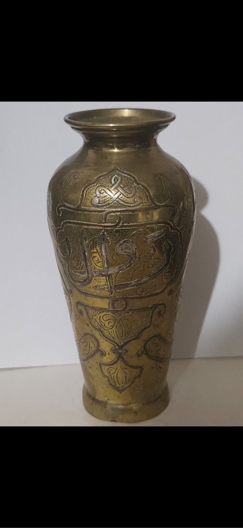 古玩銅器銅措銀賞瓶真品鑒賞圖