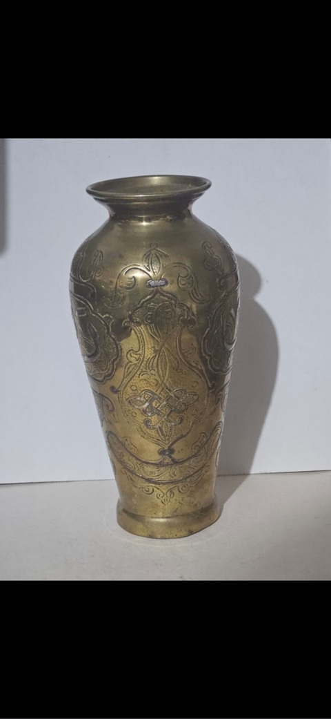 古玩銅器銅措銀賞瓶真品鑒賞圖