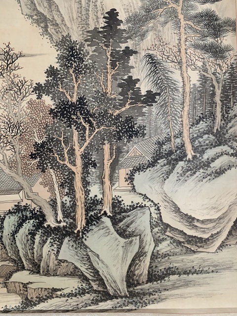 古玩字畫周懷民款山水真品鑒賞圖
