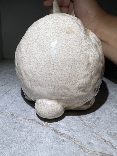 古玩陶瓷哥釉玉兔擺件真品鑒賞圖