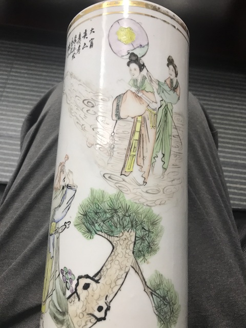 古玩陶瓷郭子儀遇仙圖帽筒真品鑒賞圖