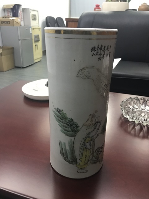 古玩陶瓷郭子儀遇仙圖帽筒真品鑒賞圖