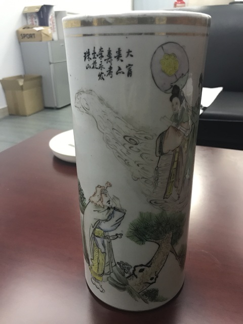 古玩陶瓷郭子儀遇仙圖帽筒真品鑒賞圖