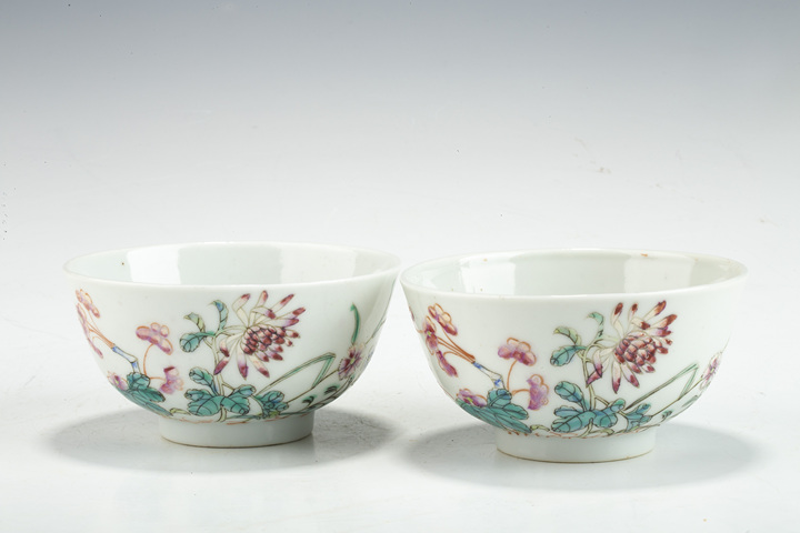 古玩陶瓷民國·粉彩花卉紋小碗一對拍賣，當前價格564元