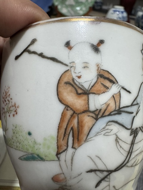 古玩陶瓷宣統人物紋蓋缸真品鑒賞圖