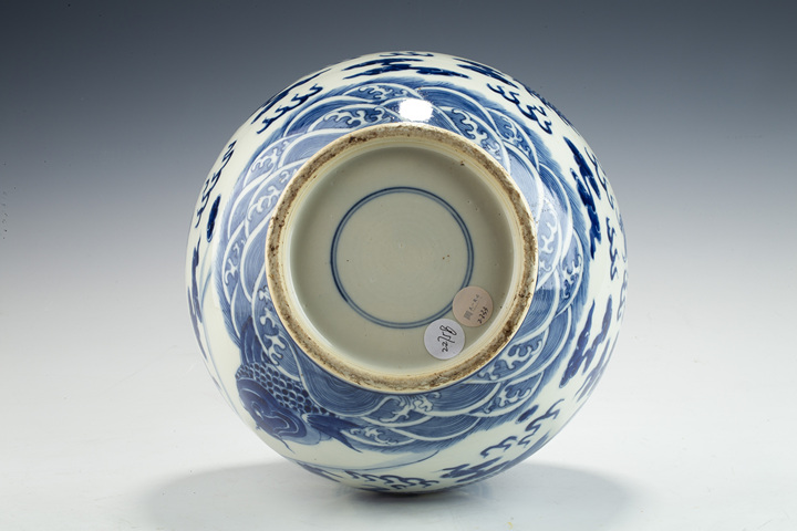 古玩陶瓷清光緒·青花魚化龍紋弦紋賞瓶真品鑒賞圖