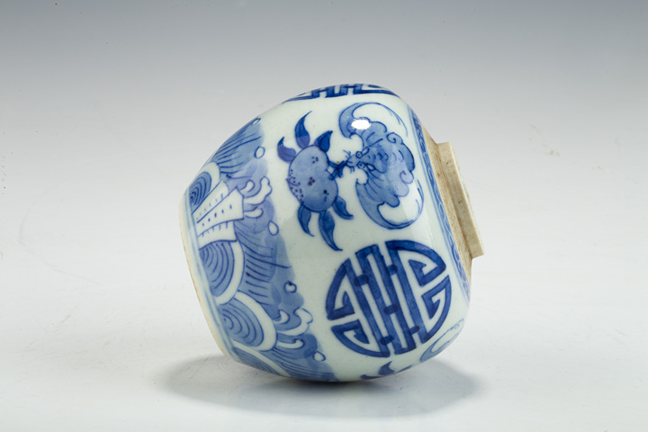 古玩陶瓷清道光·青花福壽紋小罐真品鑒賞圖