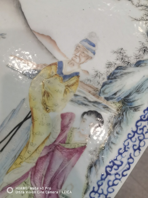 古玩陶瓷人物紋粉彩瓷板畫真品鑒賞圖
