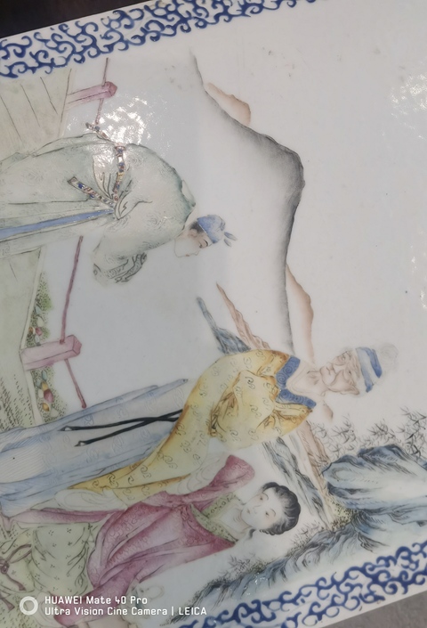古玩陶瓷人物紋粉彩瓷板畫真品鑒賞圖