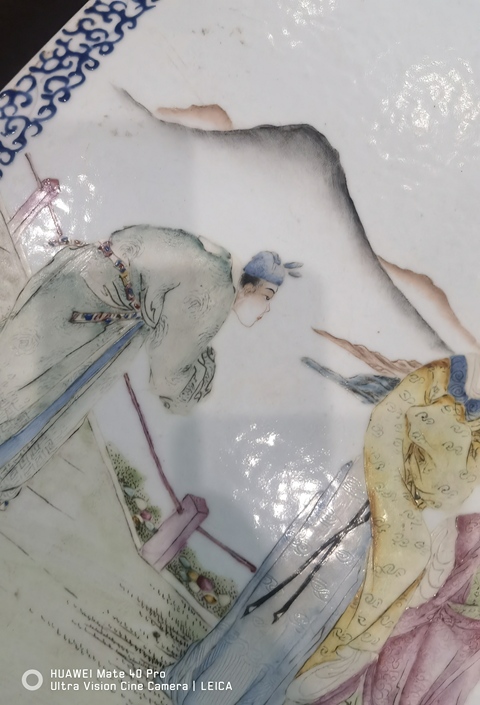 古玩陶瓷人物紋粉彩瓷板畫真品鑒賞圖