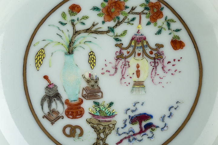 古玩陶瓷清道光·黃地粉彩五谷豐登紋盤一對（官）拍賣，當前價格170604元