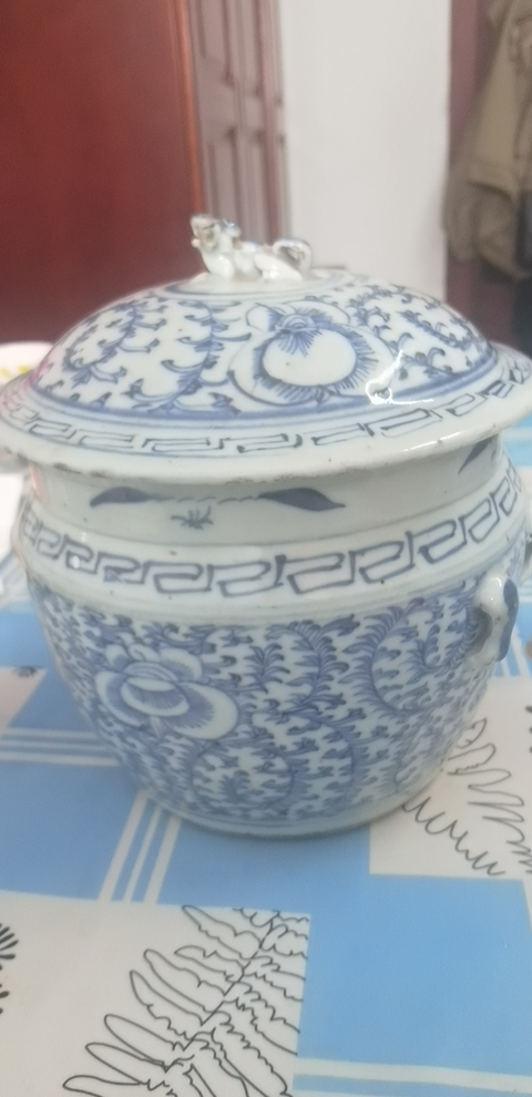 古玩陶瓷青花四系粥罐真品鑒賞圖