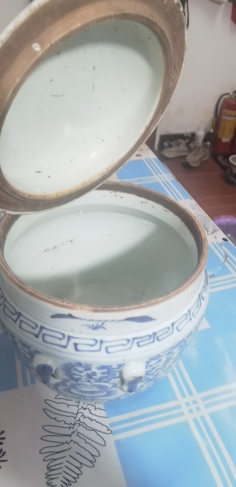 古玩陶瓷青花四系粥罐真品鑒賞圖