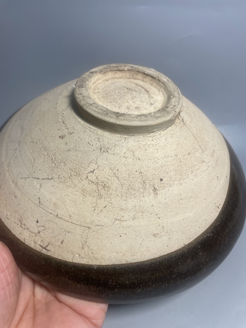 古玩陶瓷元代耀州窯黑碗拍賣，當前價格500元