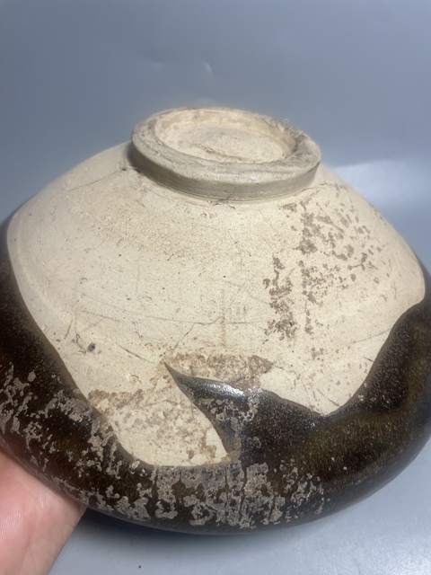 古玩陶瓷元代耀州窯黑碗拍賣，當前價格500元