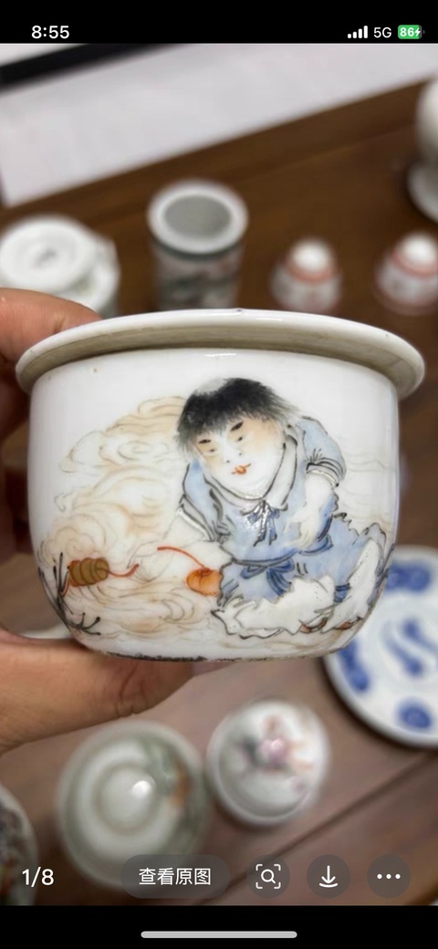 古玩陶瓷馬慶云款劉海戲金蟾蓋缸真品鑒賞圖