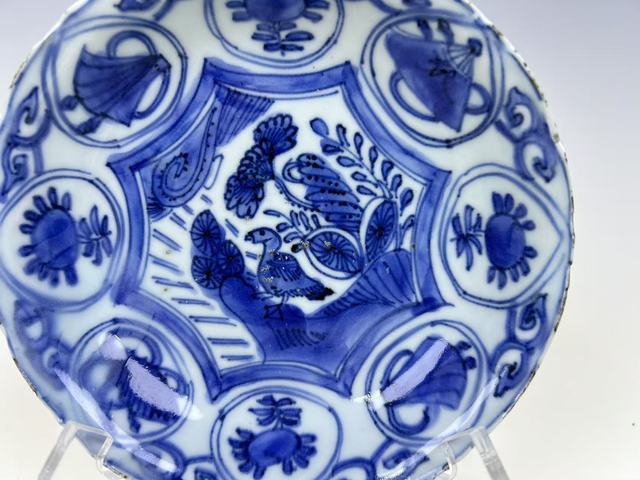 古玩陶瓷明萬歷·青花克拉克荷池鷺燕盤真品鑒賞圖