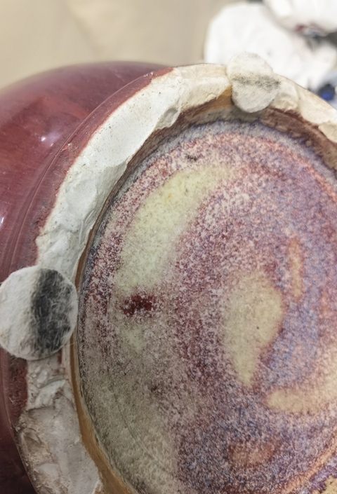 古玩陶瓷窯變紅釉雙象鼻耳尊真品鑒賞圖