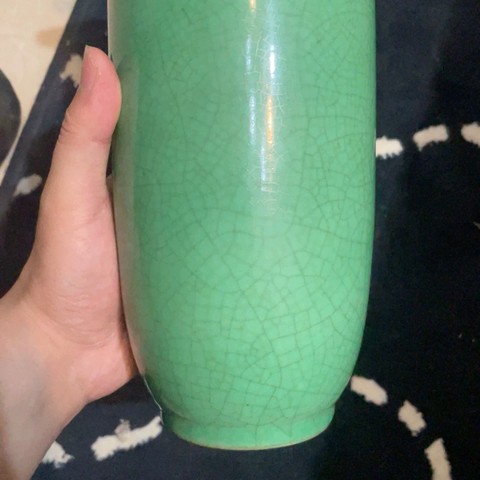 古玩陶瓷綠哥釉棒槌瓶真品鑒賞圖