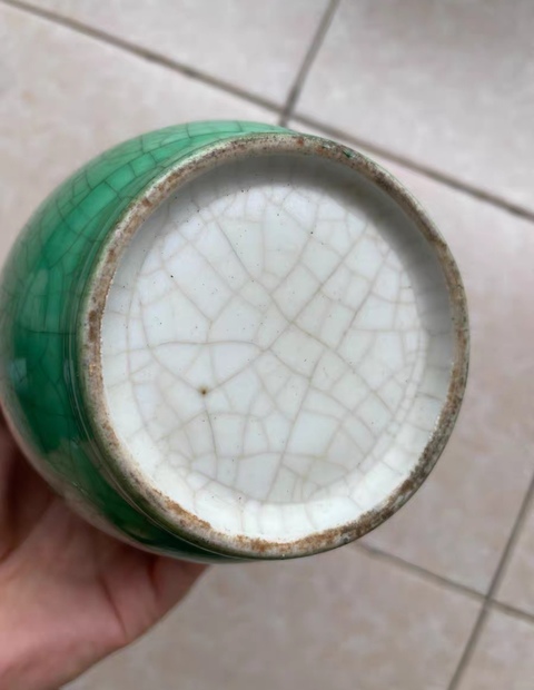 古玩陶瓷綠哥釉棒槌瓶真品鑒賞圖
