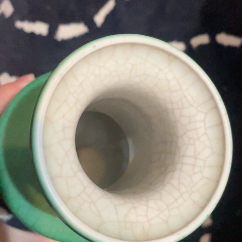 古玩陶瓷綠哥釉棒槌瓶真品鑒賞圖