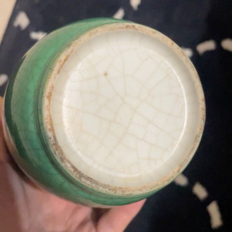 古玩陶瓷綠哥釉棒槌瓶真品鑒賞圖