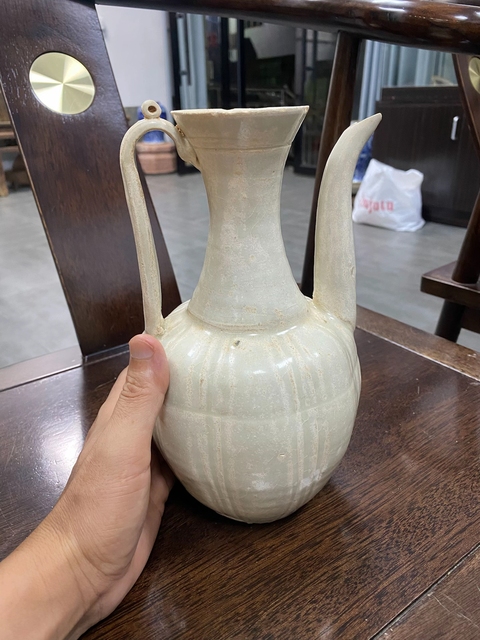 古玩陶瓷青白釉瓜棱執壺真品鑒賞圖