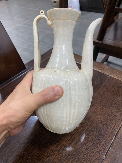 古玩陶瓷青白釉瓜棱執壺真品鑒賞圖