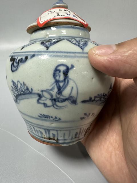 古玩陶瓷青花人物故事紋蓋罐真品鑒賞圖