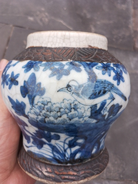 古玩陶瓷哥釉地鐵銹釉青花蓋罐真品鑒賞圖