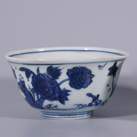 古玩陶瓷青花花卉紋碗真品鑒賞圖