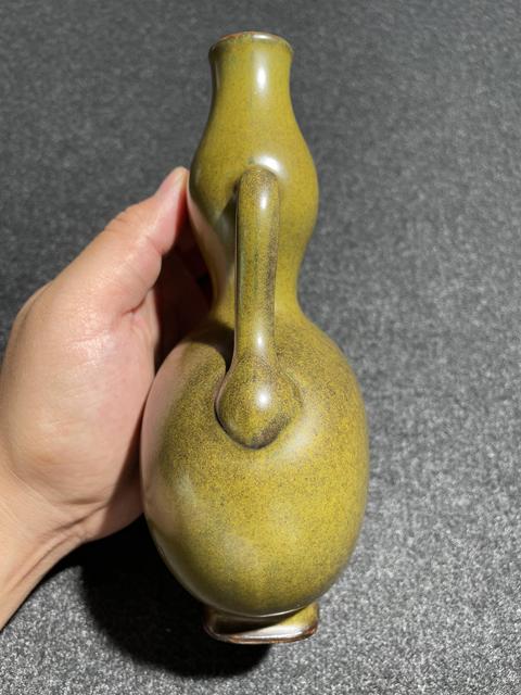 古玩陶瓷清代茶葉沫釉葫蘆瓶真品鑒賞圖