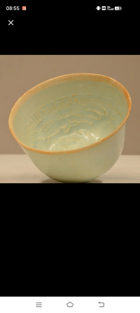 古玩陶瓷湖田影青模印花卉杯真品鑒賞圖