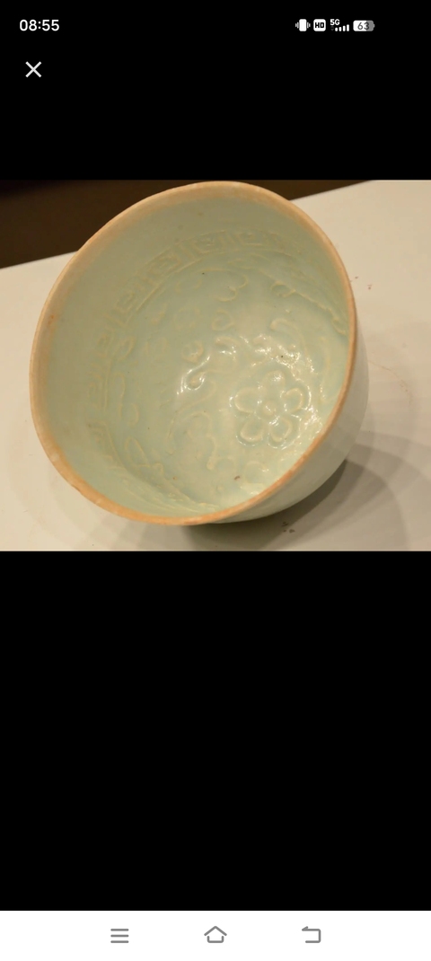 古玩陶瓷湖田影青模印花卉杯真品鑒賞圖