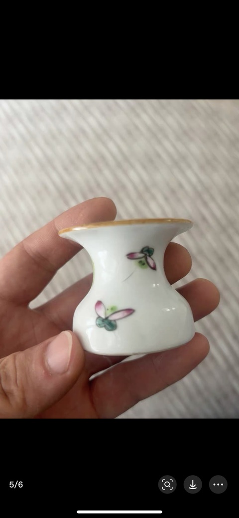 古玩陶瓷二甲傳臚粉彩渣斗真品鑒賞圖