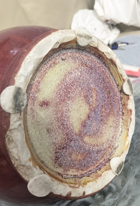 古玩陶瓷鈞紅窯變釉象耳尊真品鑒賞圖