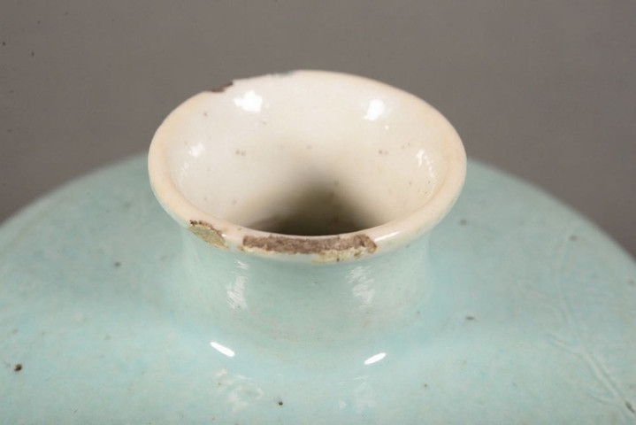 古玩陶瓷松石綠釉暗刻龍紋太白尊真品鑒賞圖